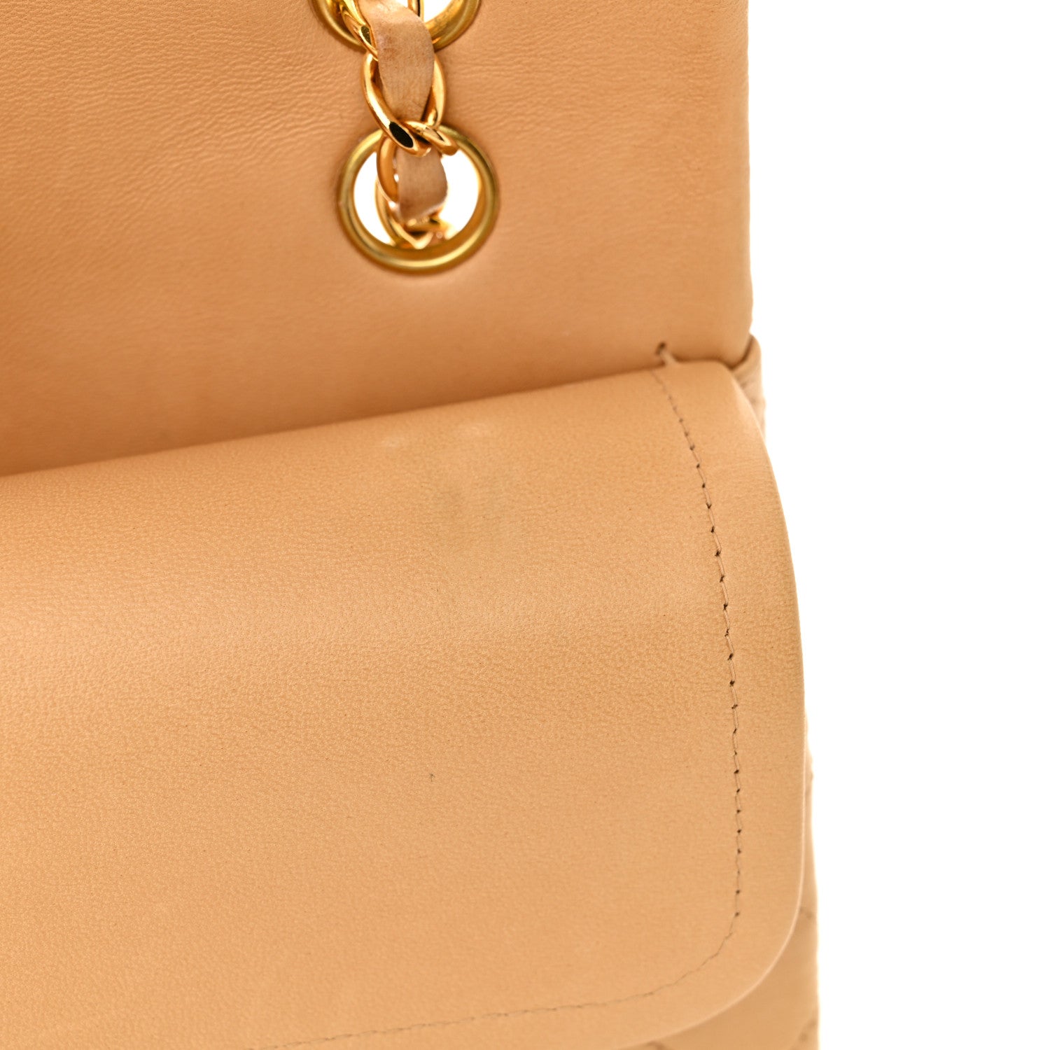 Chanel Lambskin Quilted Medium Double Flap Beige 13 of 14