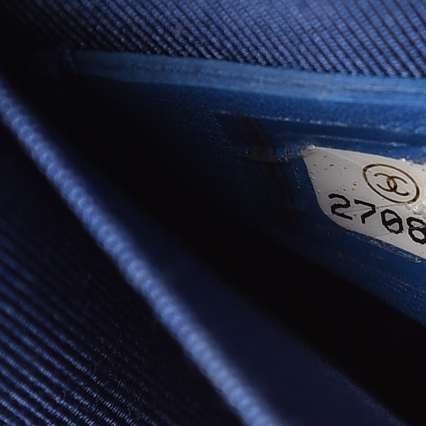Calfskin Quilted North South Boy Flap Blue