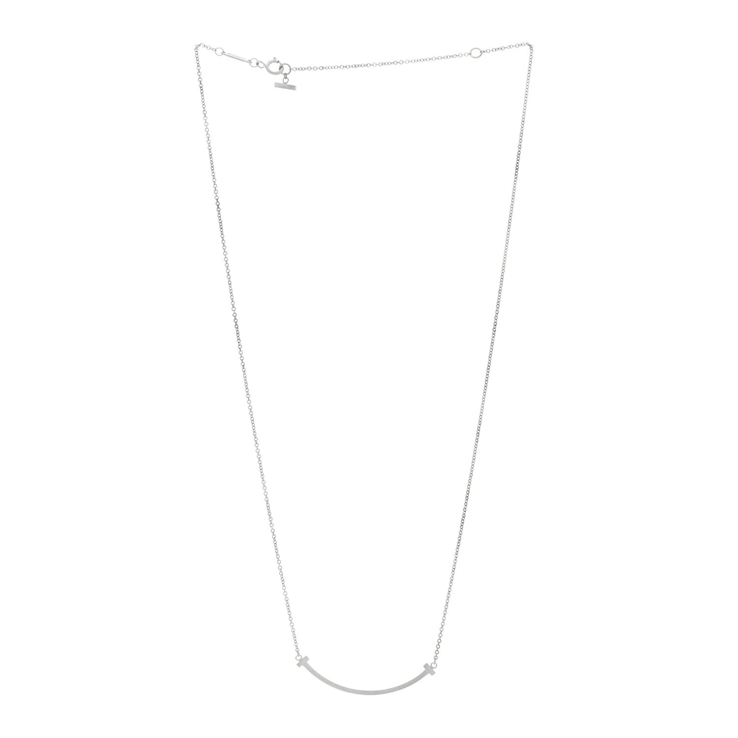 18K White Gold Small T Smile Pendant Necklace