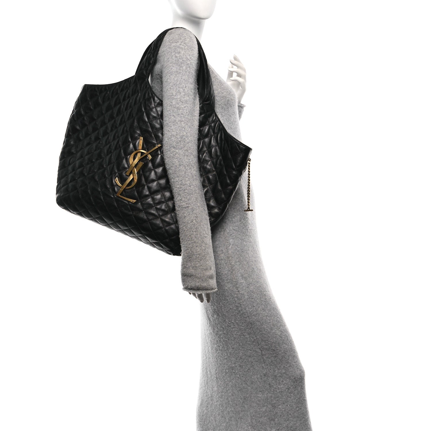 Saint Laurent Lambskin Quilted Maxi Icare Shopping Tote Black 2 of 10