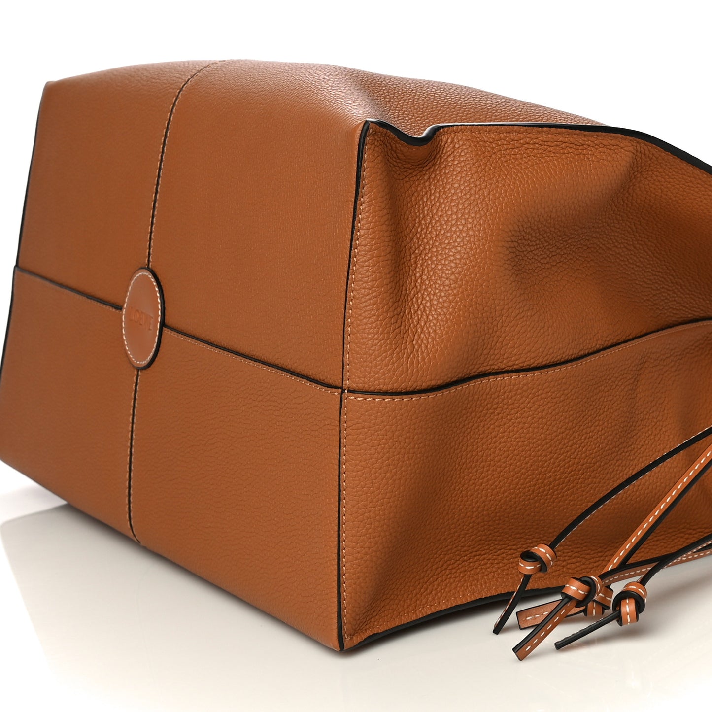 Grained Calfskin Cushion Tote Tan