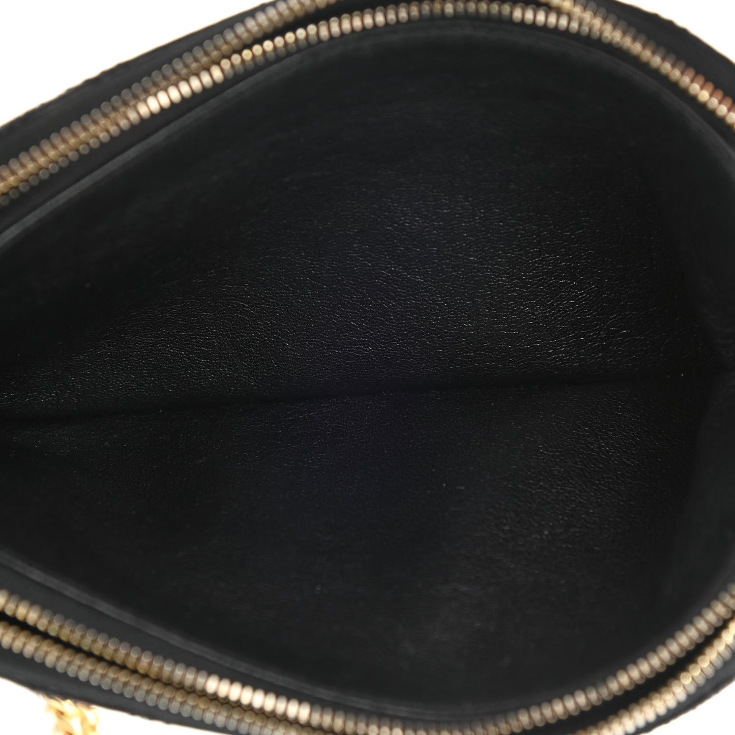 Grained Lambskin Quilted Mini Becky Double Zip Bag Black