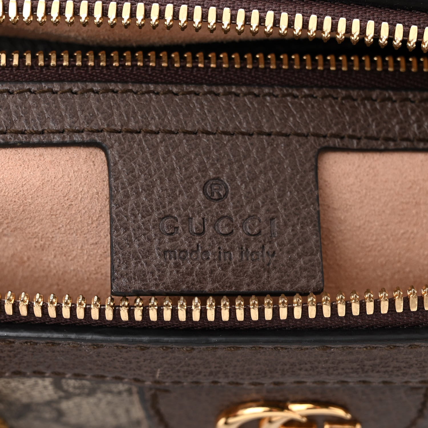 Gucci GG Supreme Monogram Textured Dollar Calfskin Web Medium Ophidia Boston Beige Ebony New Acero 6 of 11