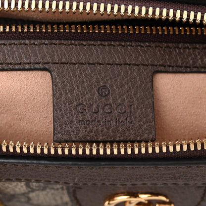 Gucci GG Supreme Monogram Textured Dollar Calfskin Web Medium Ophidia Boston Beige Ebony New Acero 6 of 11