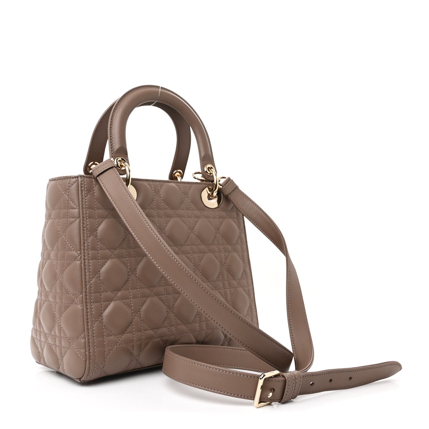 Lambskin Cannage Medium Lady Dior Warm Taupe