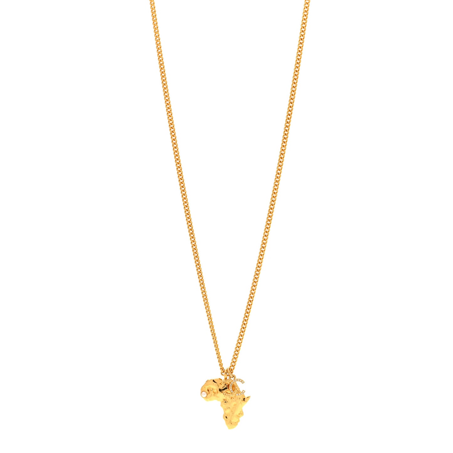 Crystal Pearl CC Africa Pendant Necklace Gold White