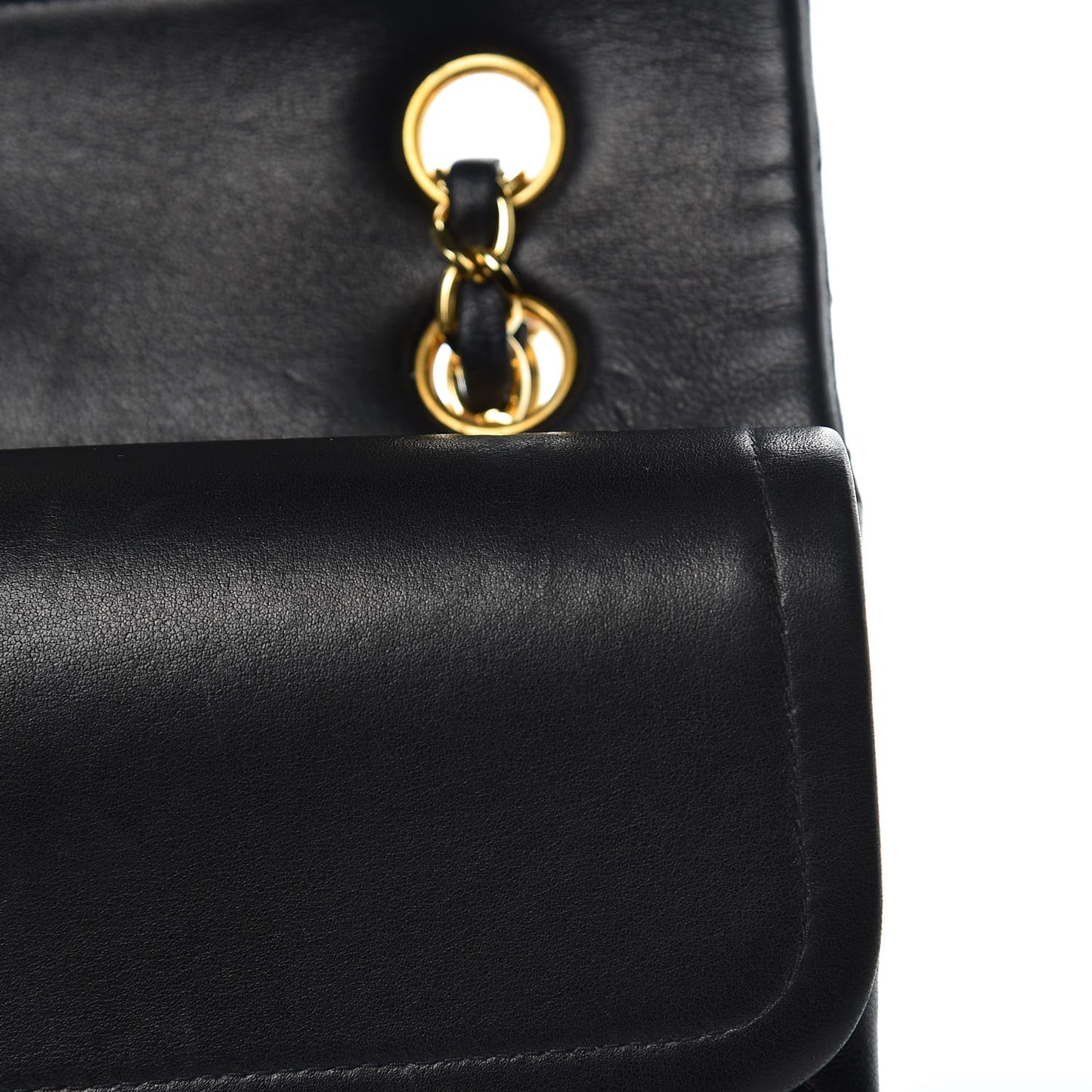 Lambskin Quilted Medium Double Flap Black