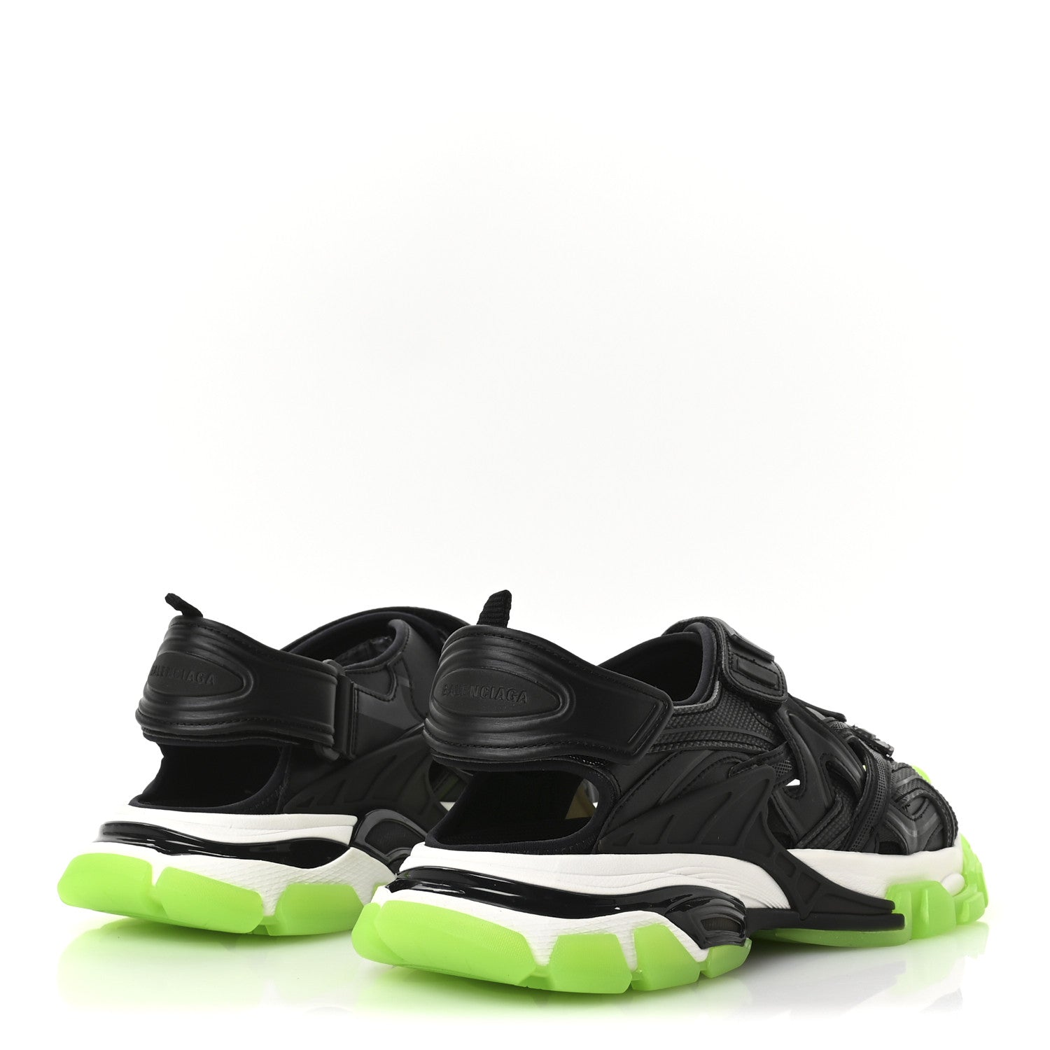 Balenciaga Neoprene Rubber Clear Sole Mens Track Sandals 41 Black White Fluo Green 6 of 8