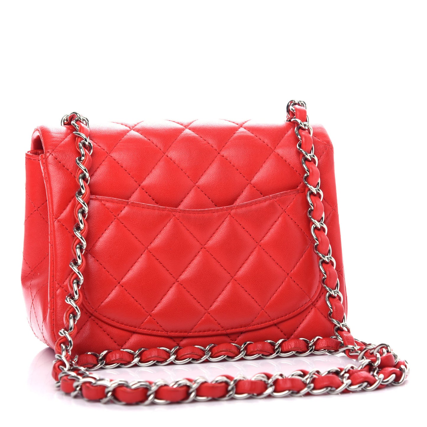 Lambskin Quilted Mini Square Flap Red