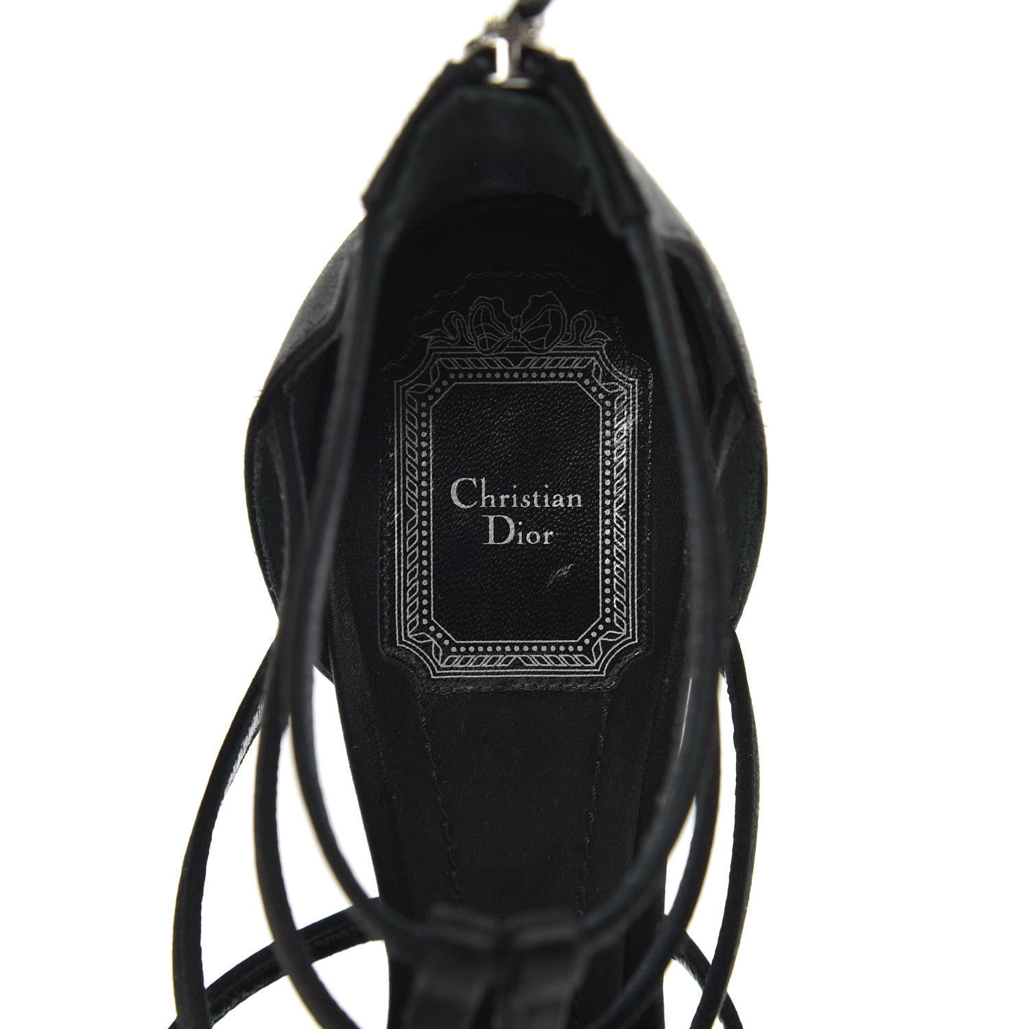 Christian Dior Satin Crystal Star Strap Sandals 38.5 Black 7 of 9