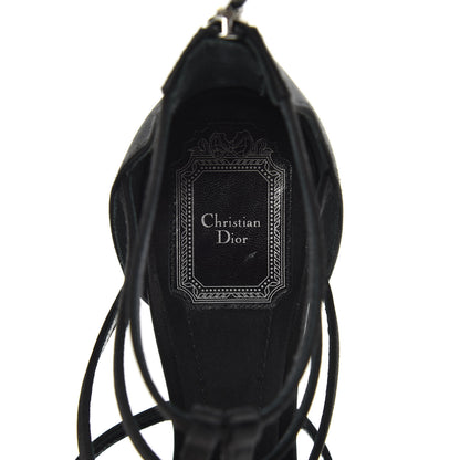 Christian Dior Satin Crystal Star Strap Sandals 38.5 Black 7 of 9