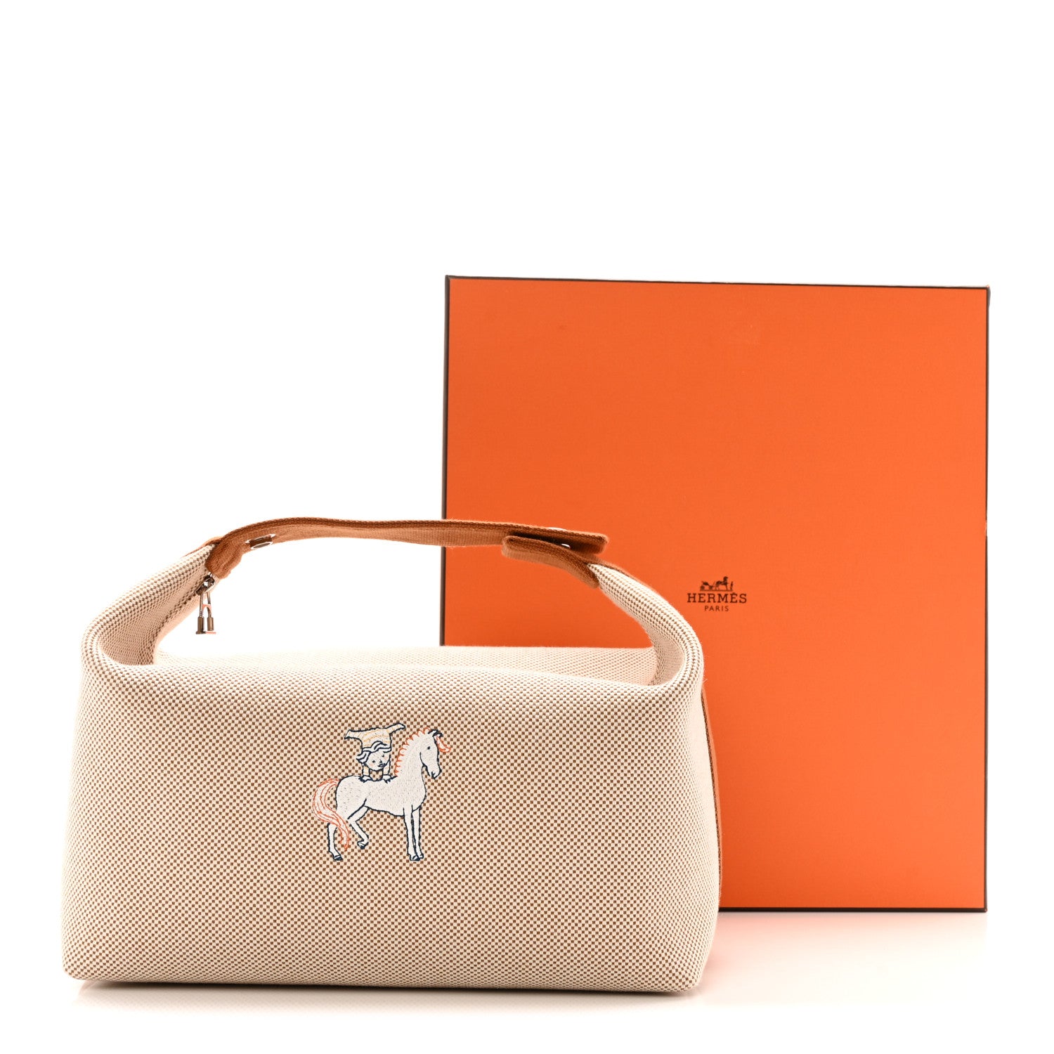 Hermes Canvas Large Bride-A-Brac Cabriole Case Biscuit 9 of 9