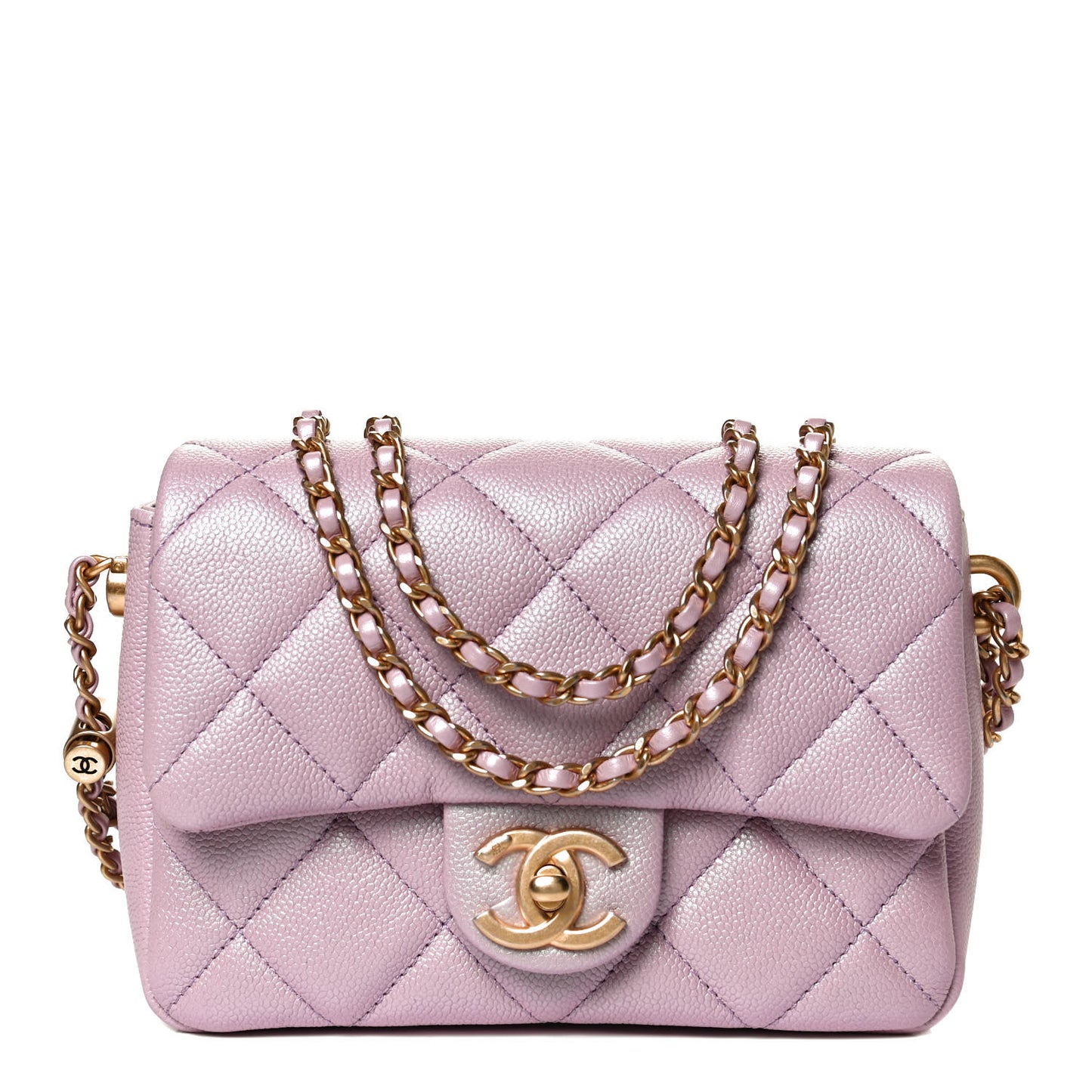 Iridescent Caviar Quilted Mini My Perfect Flap Pink