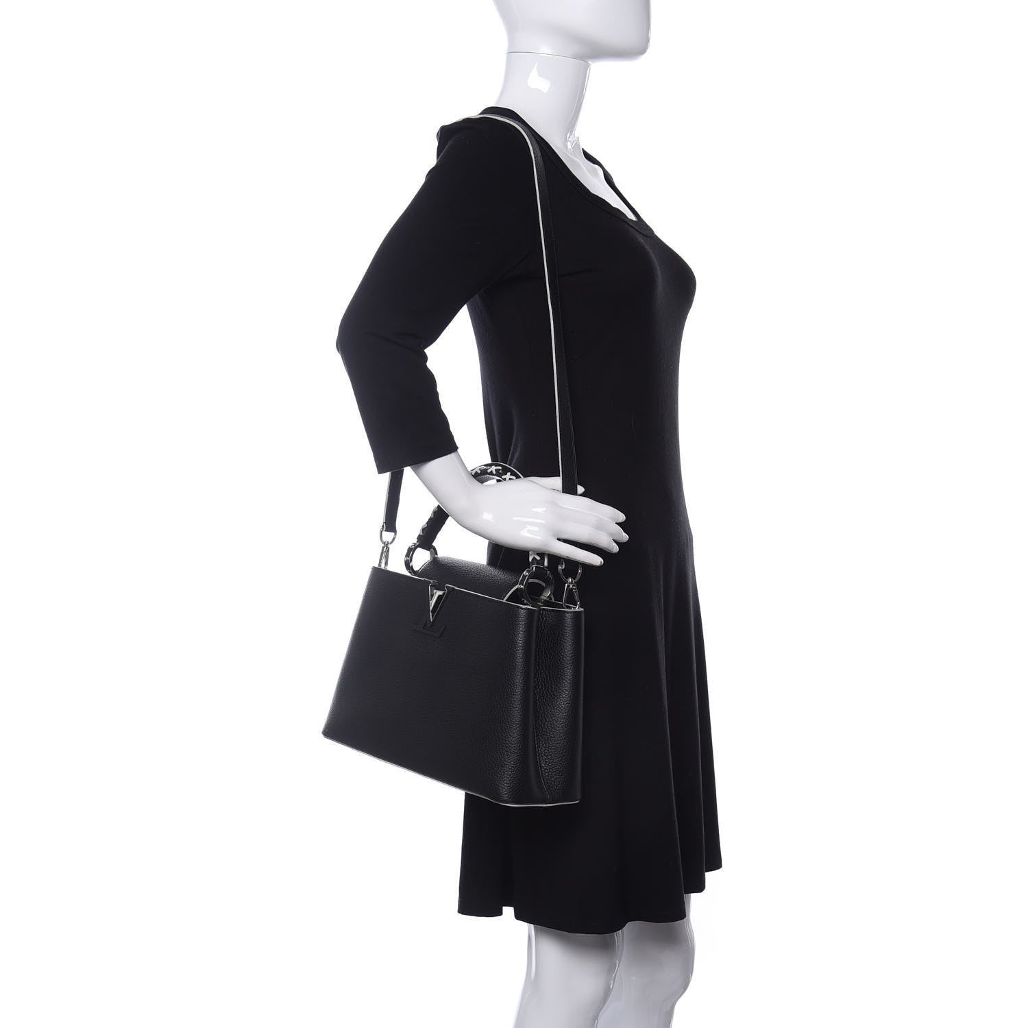 Louis Vuitton Taurillon Stitched Capucines PM Black 10 of 10