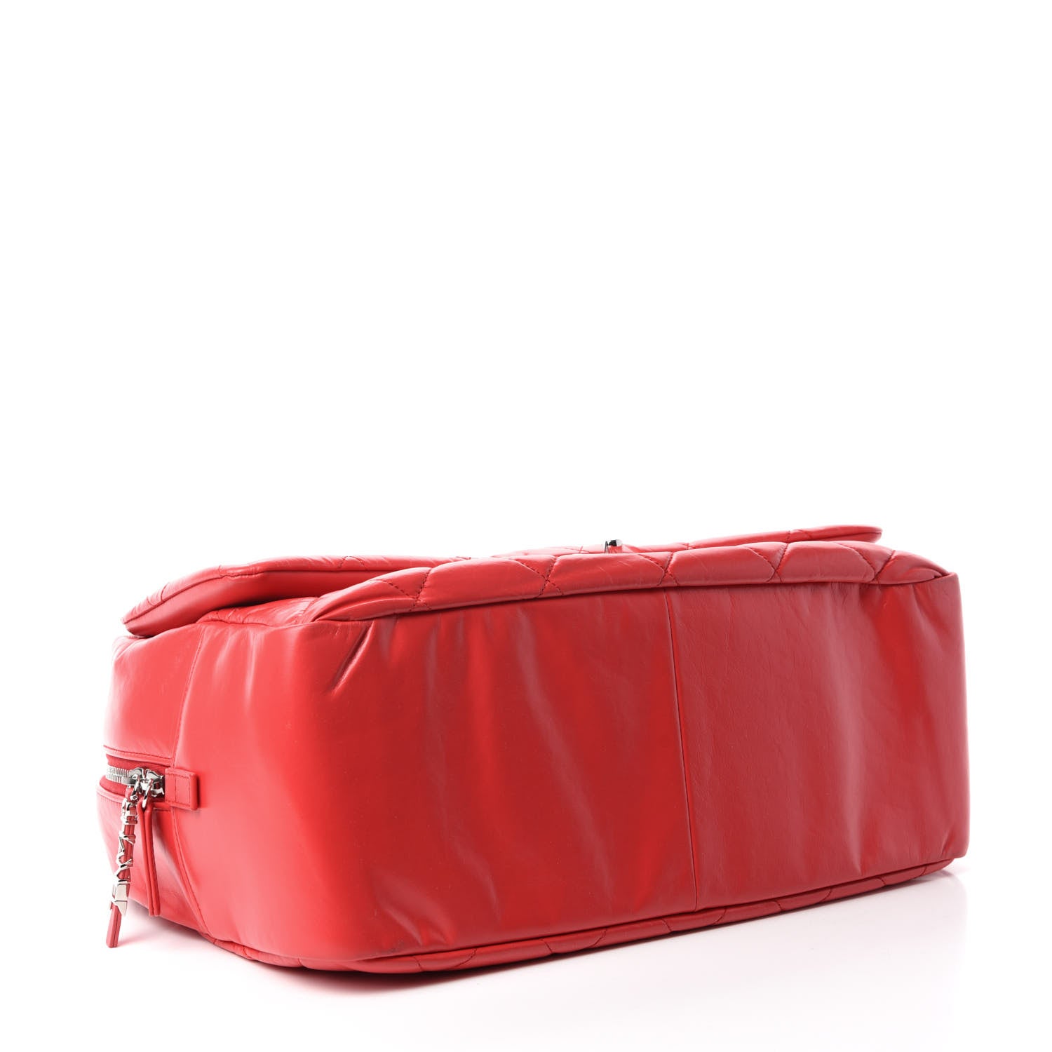 Chanel Aged Calfskin Quilted Medium Express Bowling Bag Red 4 of 12