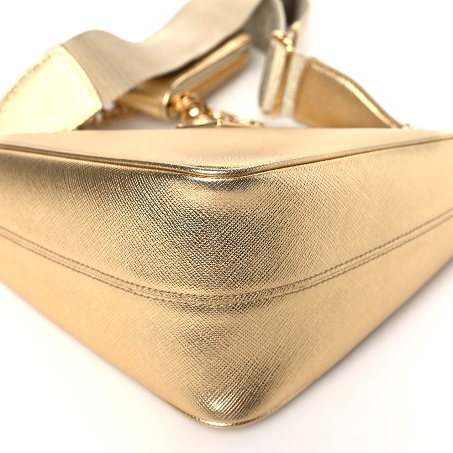 Saffiano Lux Triangle Shoulder Bag Platino