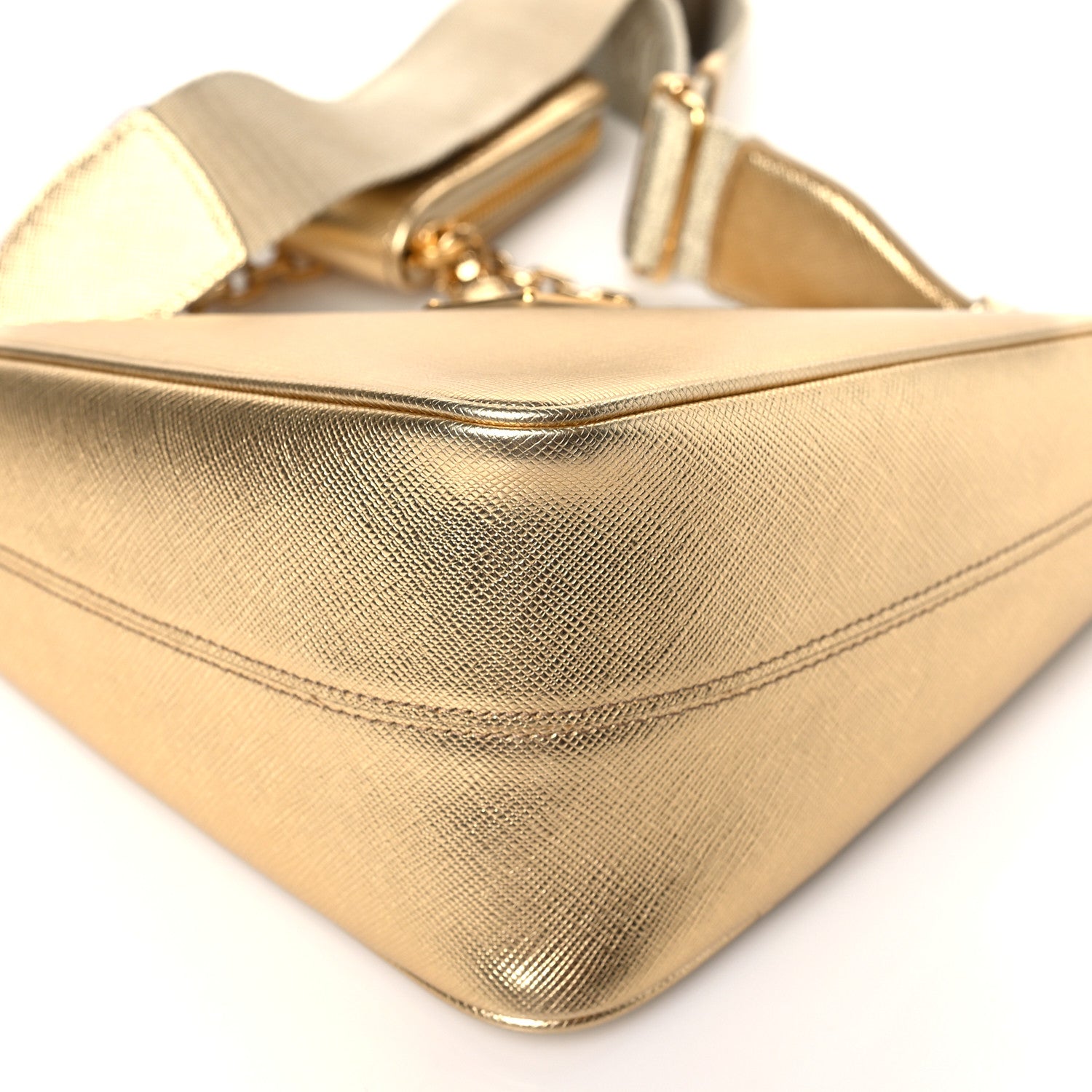 Prada Saffiano Lux Triangle Shoulder Bag Platino 9 of 9