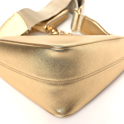 Prada Saffiano Lux Triangle Shoulder Bag Platino 9 of 9