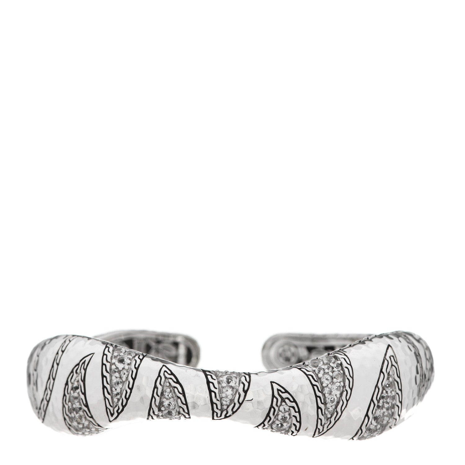 John Hardy Sterling Silver White Topaz Palu Macan Cuff Bracelet 1 of 4