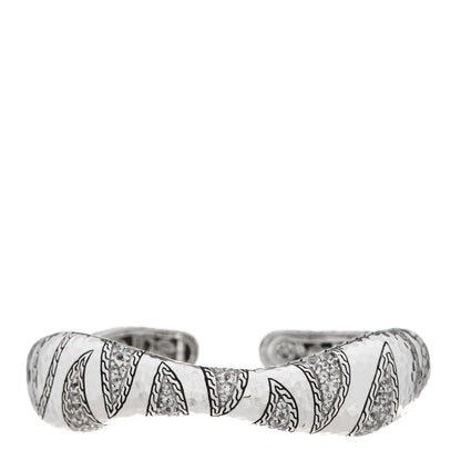 John Hardy Sterling Silver White Topaz Palu Macan Cuff Bracelet 1 of 4