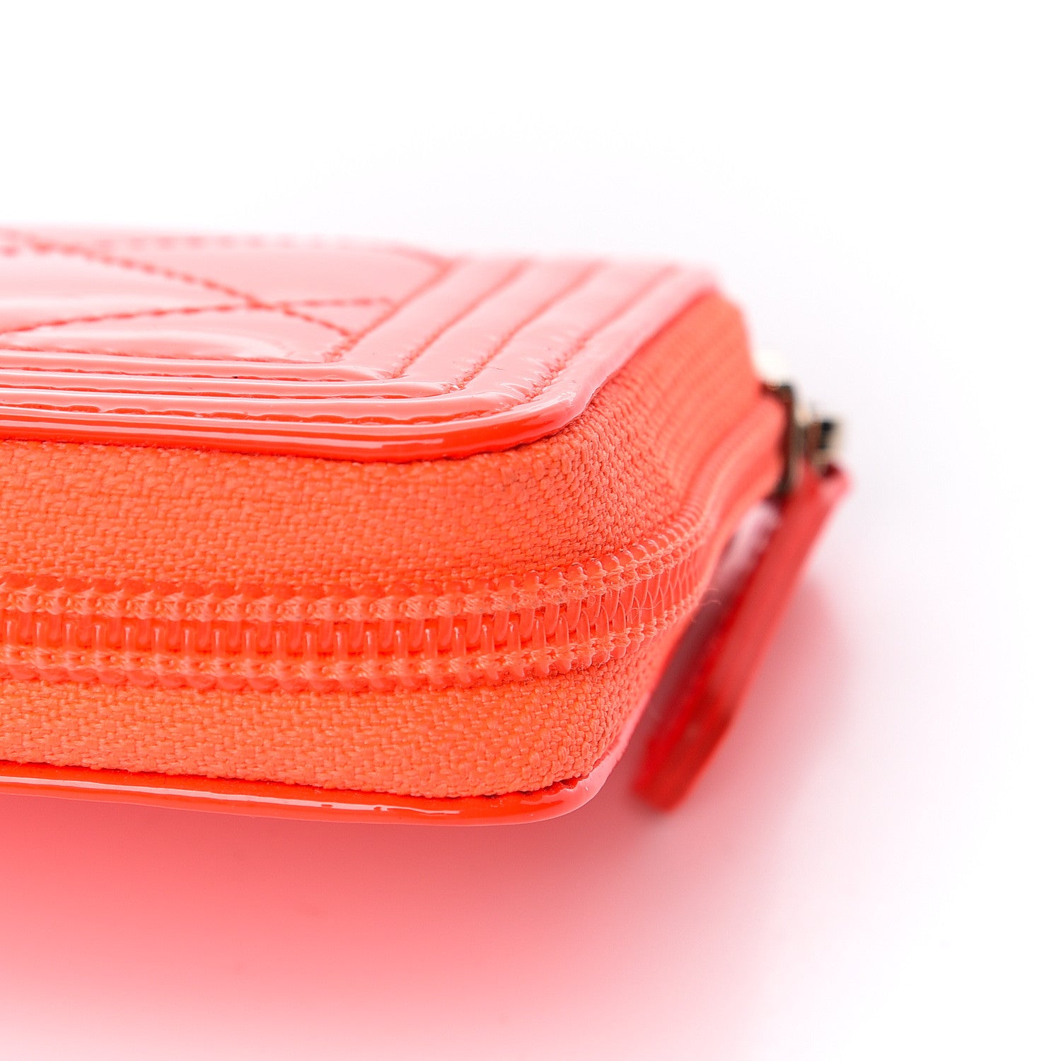 Chanel Patent Quilted Small Boy Zip Around Wallet Orange 9 of 11