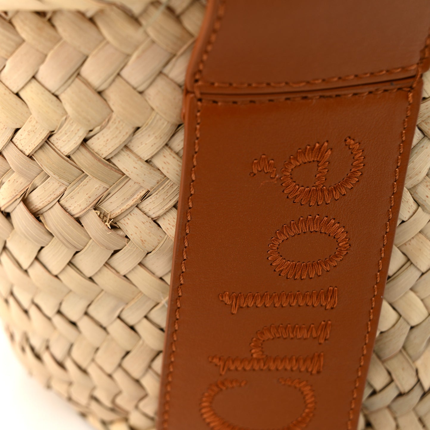 Raffia Smooth Calfskin Small Sense Basket Caramel