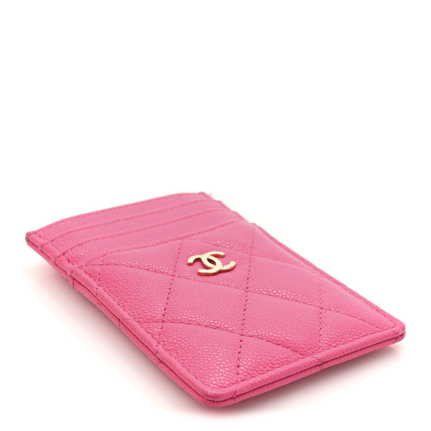 Chanel Caviar Quilted Vertical Card Holder Pink 3 of 11