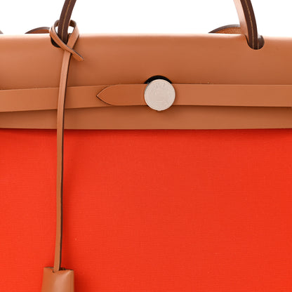Hermes Vache Hunter Toile Herbag Zip 31 PM Capucine Fauve 9 of 13