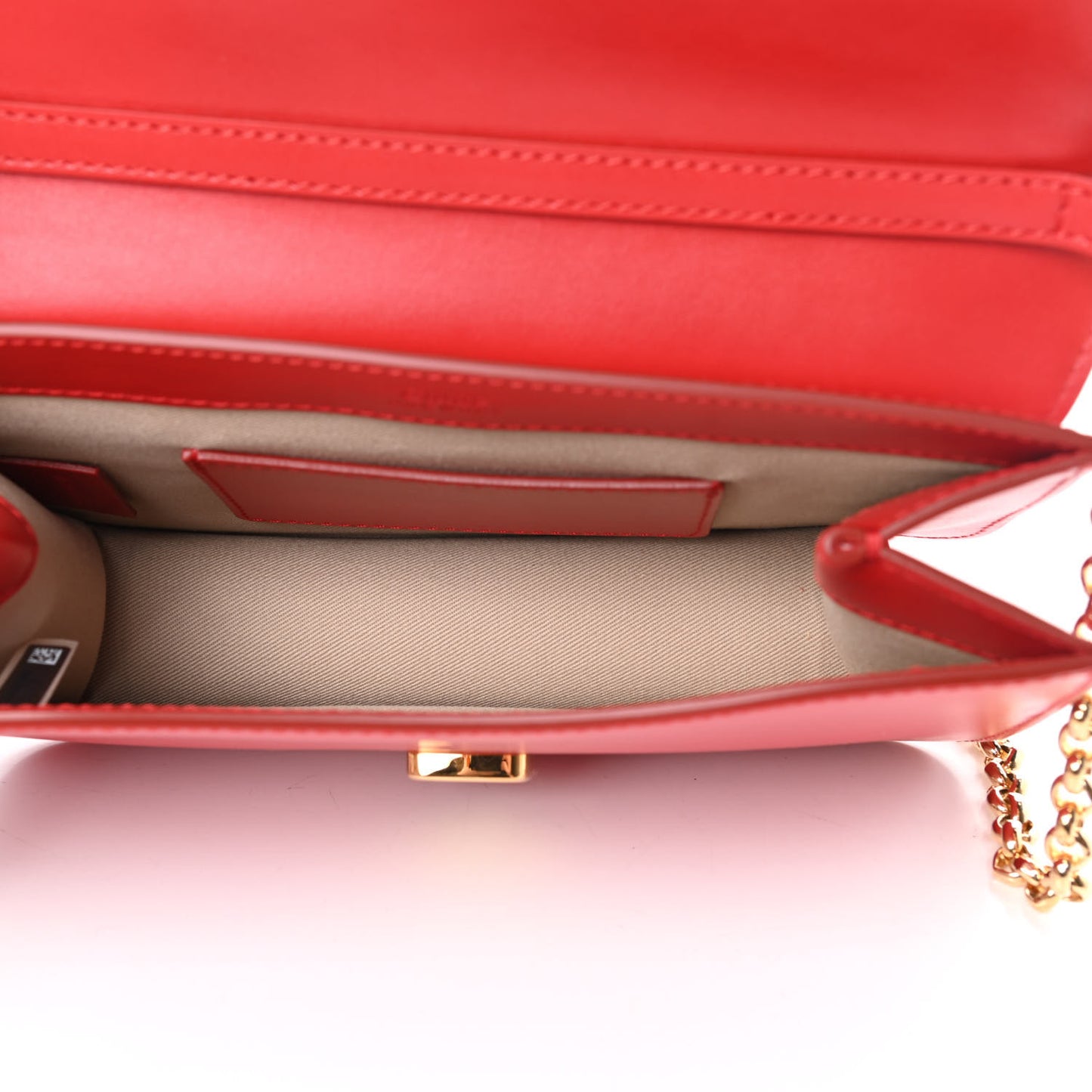 Calfskin Suede C Clutch With Chain Plaid Red