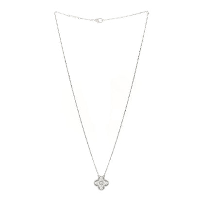 Van Cleef & Arpels 18K White Gold Diamond Vintage Alhambra Pendant Necklace 3 of 5