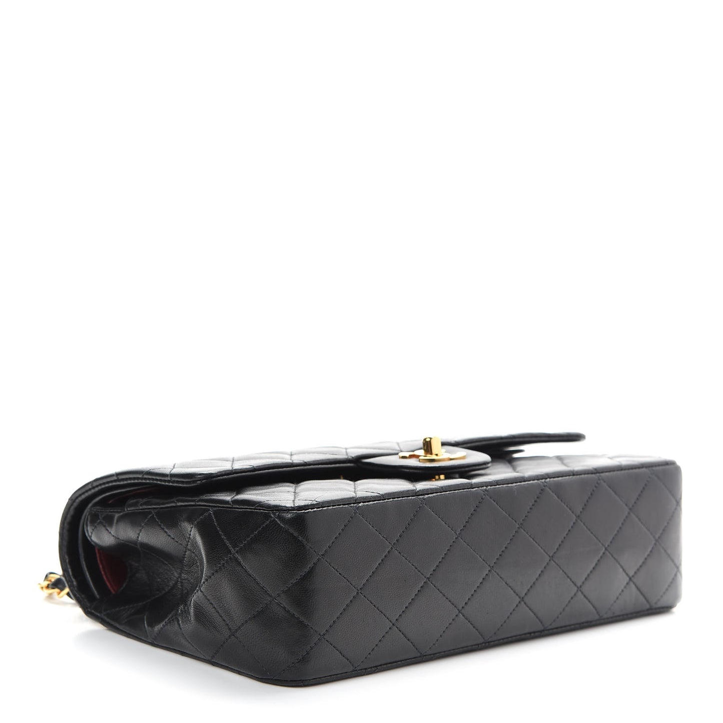 Lambskin Quilted Medium Double Flap Black