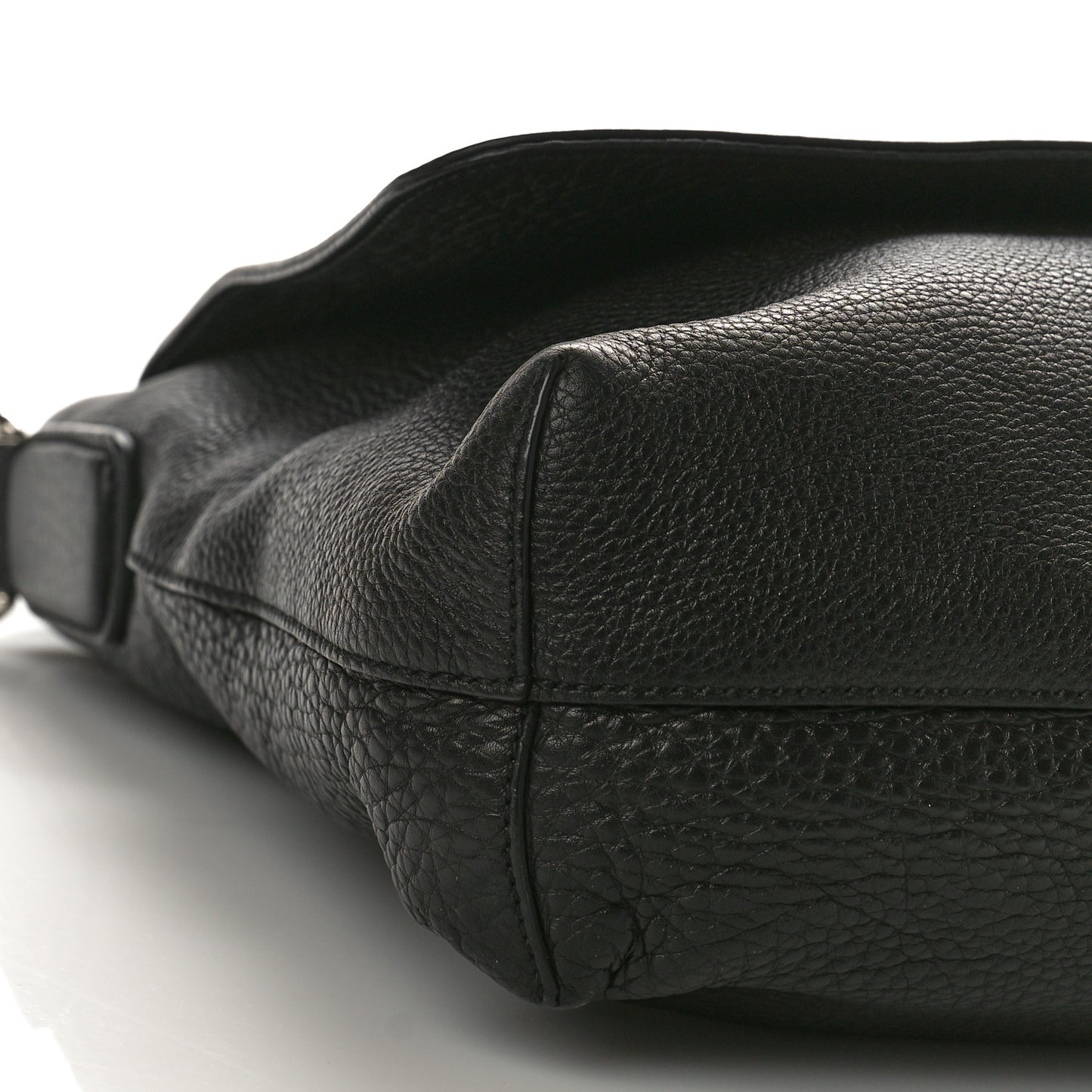 Pebbled Calfskin Soho Messenger Bag Black