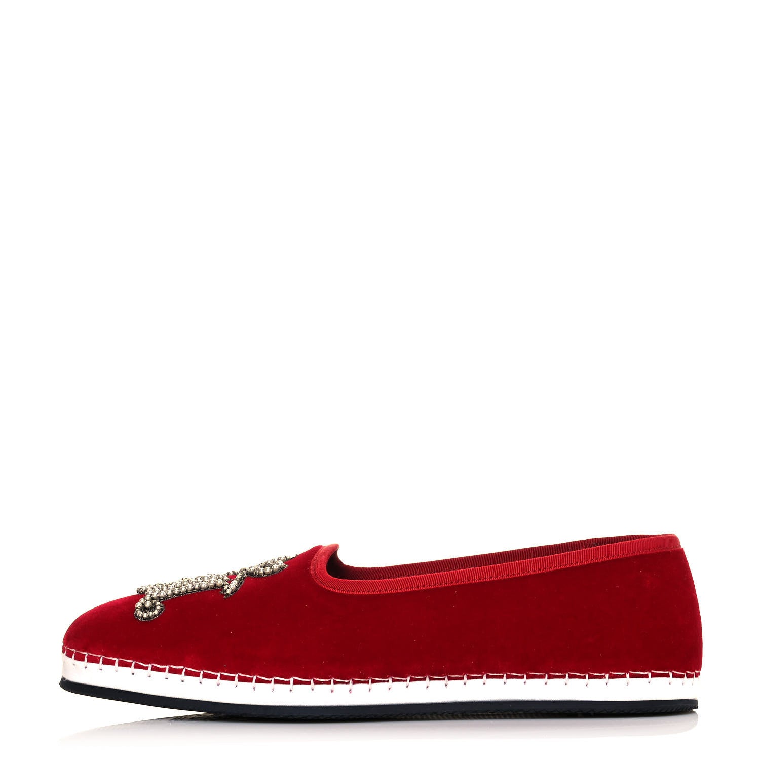 Gucci Velluto Marmara Pearl Embellished Mens Loafers 8 Red 1 of 9