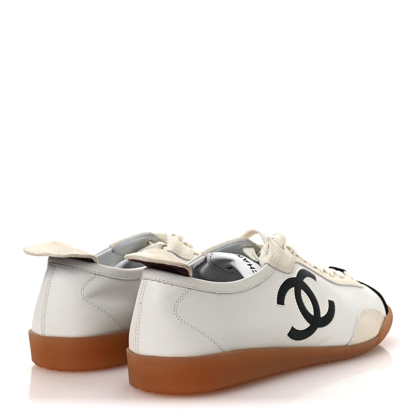 Calfskin Embossed Suede Sneakers 39.5 White Black