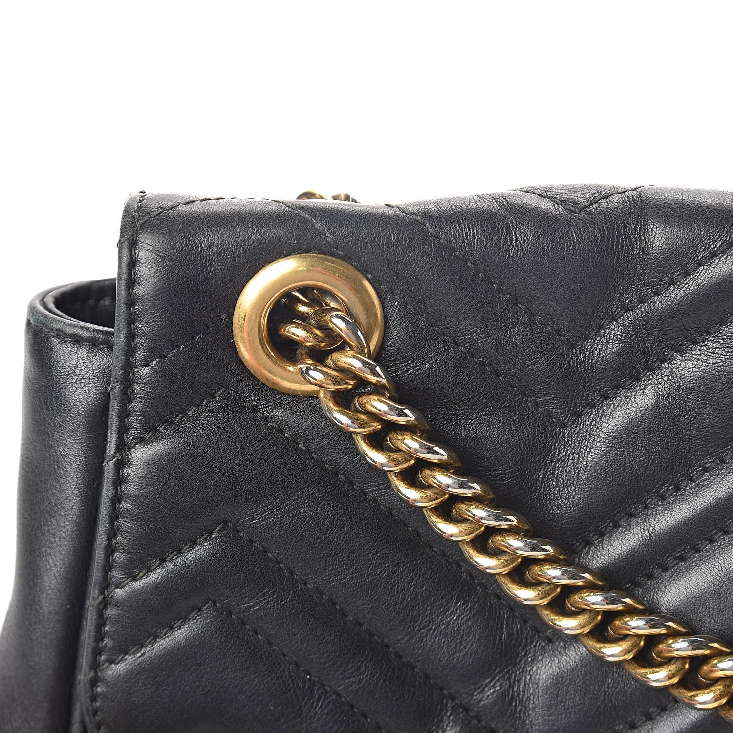 Gucci Calfskin Matelasse Medium GG Marmont Shoulder Bag Black 9 of 11