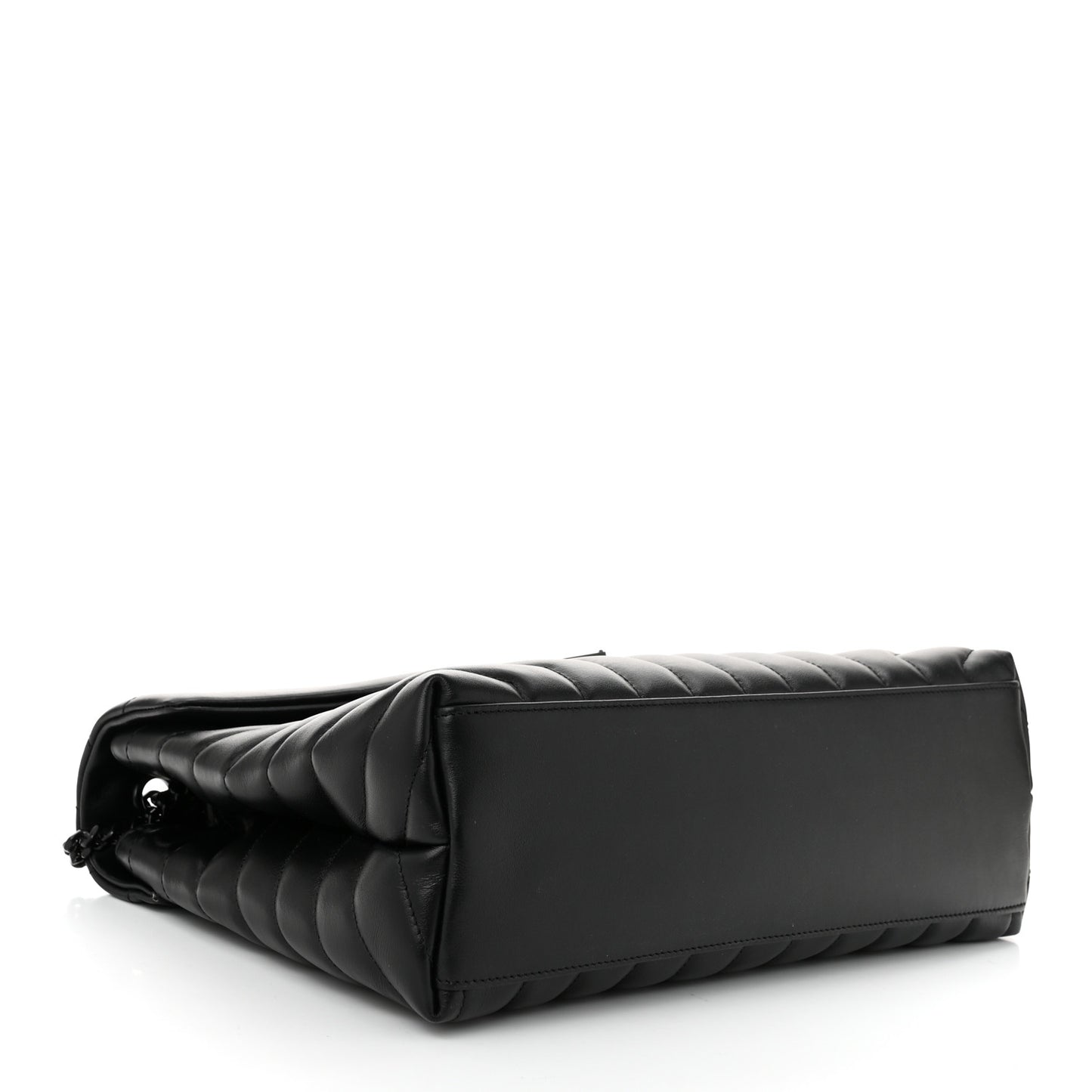 Calfskin Y Quilted Monogram Monochrome Medium Loulou Chain Satchel Black