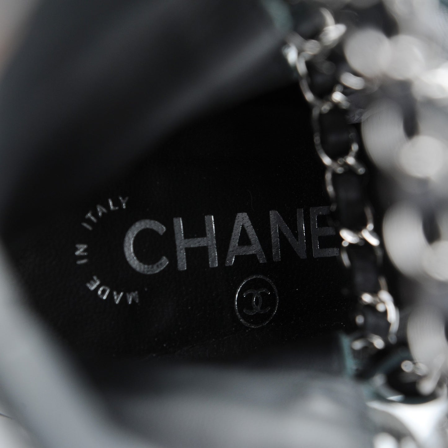 Patent Chained Tall Combat Boots 39 Black