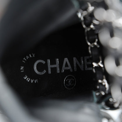 Chanel Patent Chained Tall Combat Boots 39 Black 15 of 17
