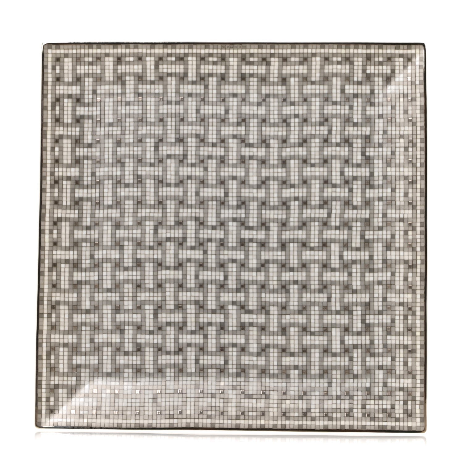Hermes Porcelain Mosaique au 24 Square Plate Platinum 1 of 4
