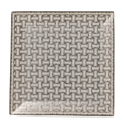 Hermes Porcelain Mosaique au 24 Square Plate Platinum 1 of 4