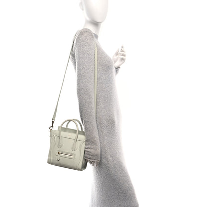 Celine Drummed Calfskin Nano Luggage Vert D'eau 2 of 14