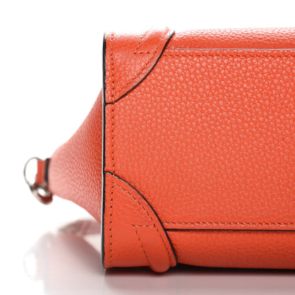 Celine Drummed Calfskin Nano Luggage Vermillion 12 of 13