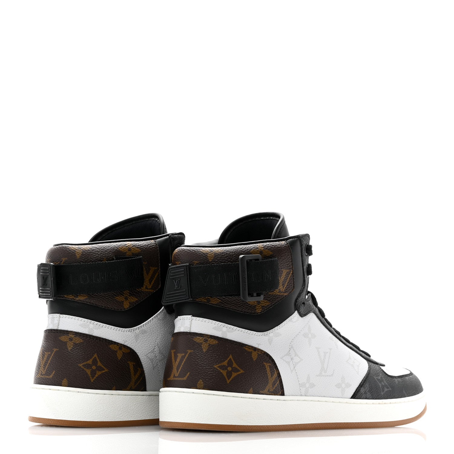 Louis Vuitton Calfskin Monogram Mens Rivoli High Top Sneakers 9 Black 4 of 9
