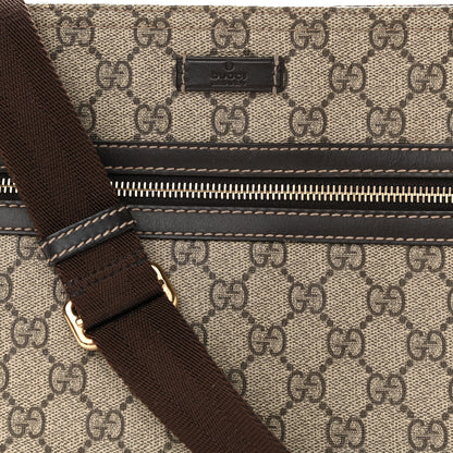 Gucci GG Supreme Monogram Selleria Calfskin Small Flat Side Zip Messenger Bag Beige Ebony Cocoa Dark Chocolate 8 of 10