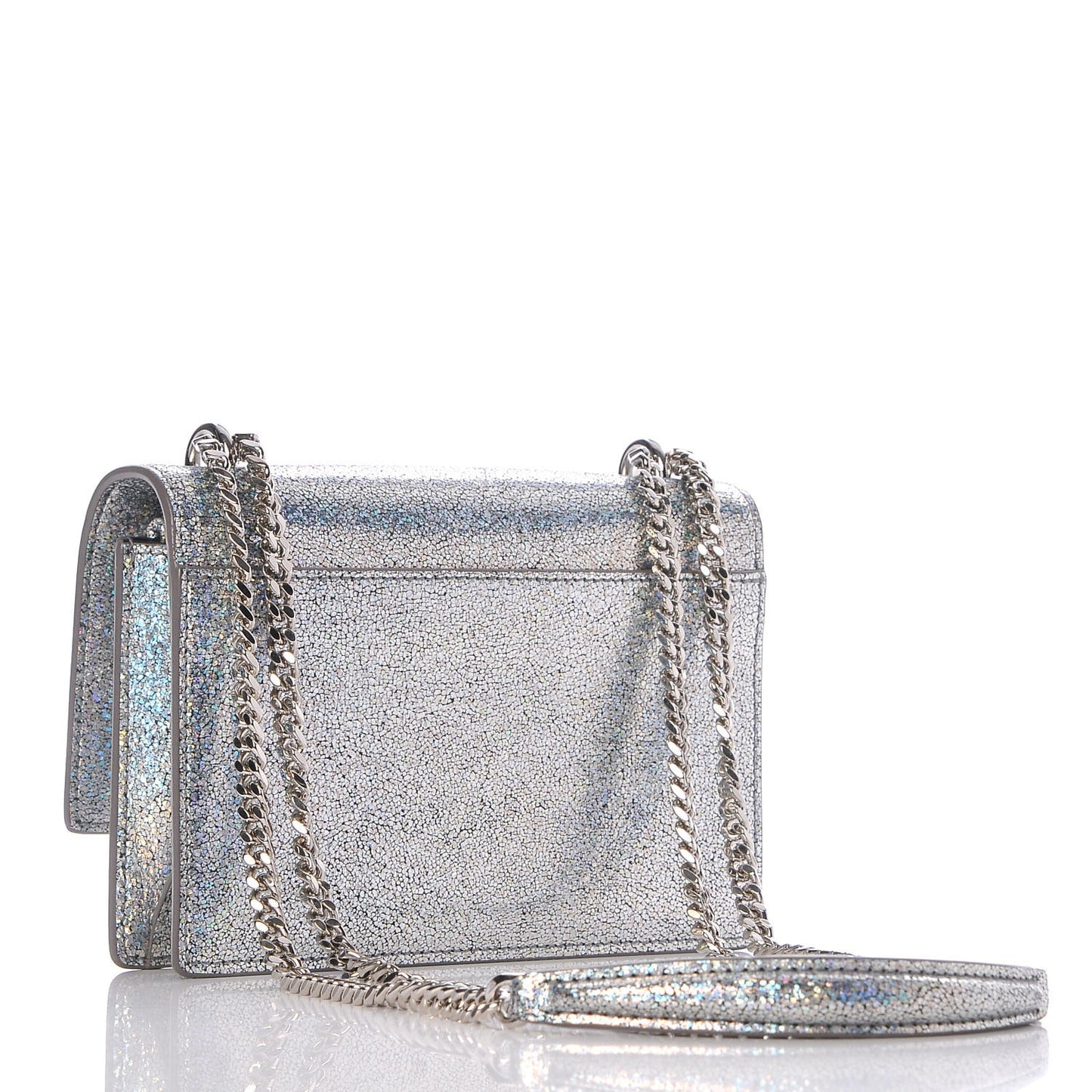 Metallic Crackled Calfskin Monogram Sunset Chain Wallet Star Light