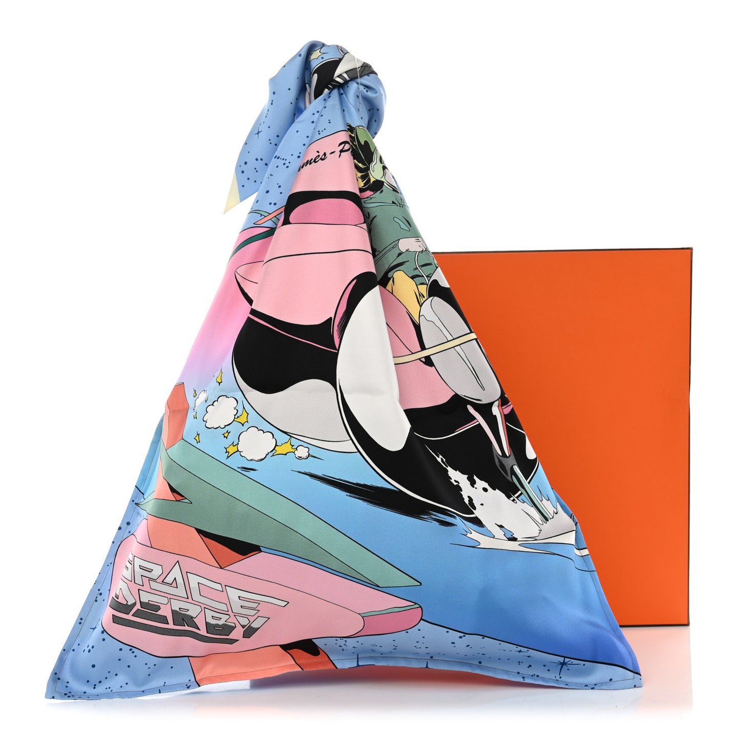 Silk Space Derby Furoshiki Bag GM Bleu Ciel Rose Vert Amande