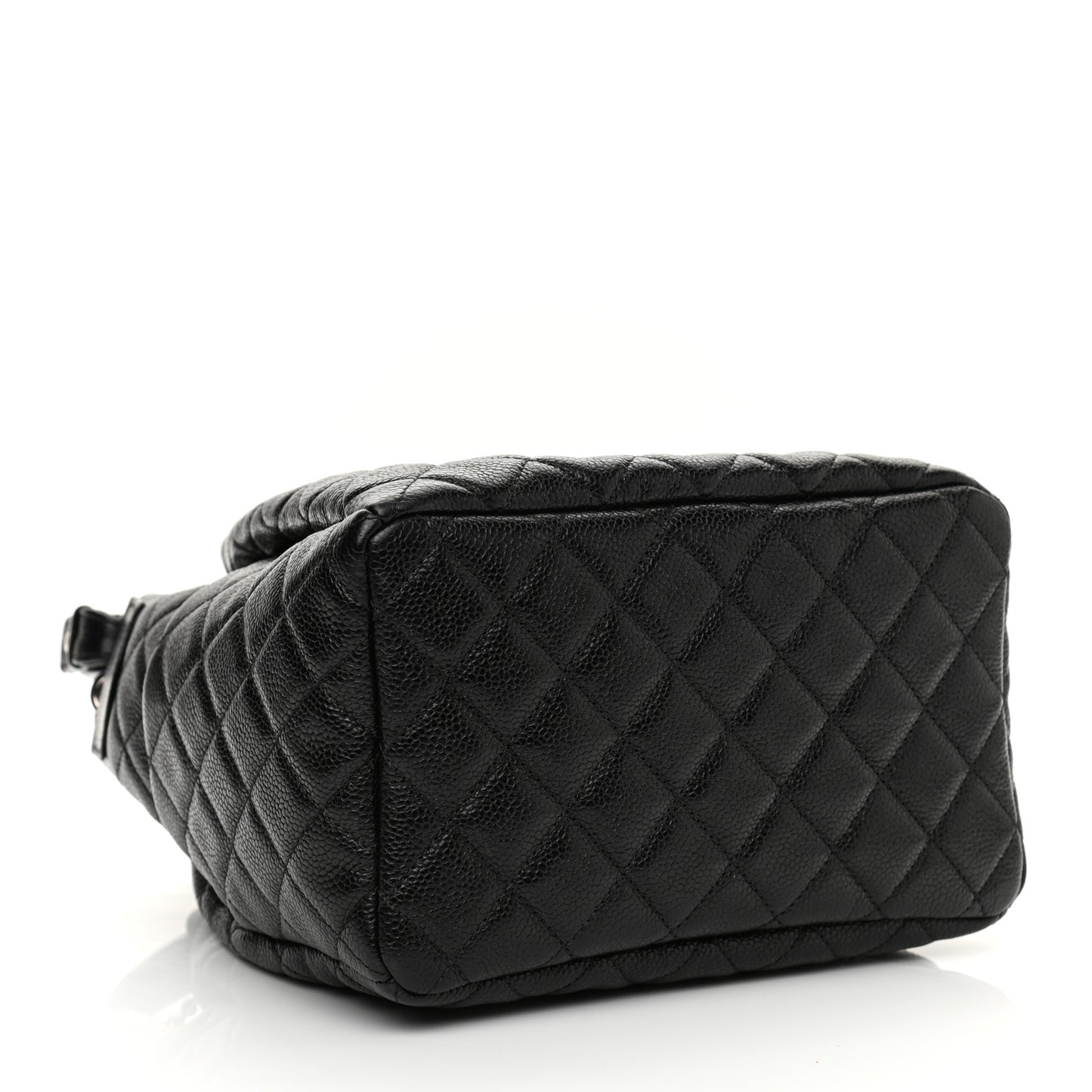 Caviar Quilted CC Chain Bucket Drawstring Bag Black