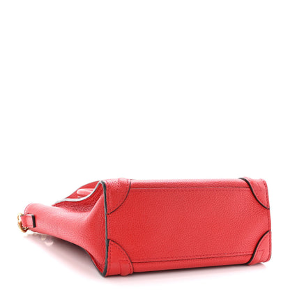 Celine Drummed Calfskin Nano Luggage Red 4 of 10