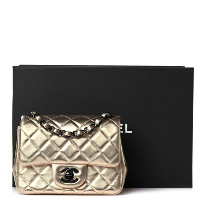 Chanel Metallic Lambskin Quilted Mini Square Flap Gold Black 11 of 11