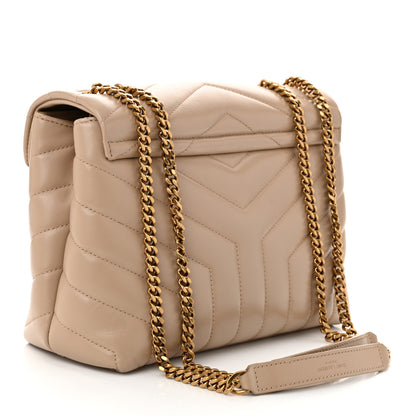 Saint Laurent Calfskin Y Quilted Monogram Small Loulou Chain Satchel Dark Beige 3 of 10
